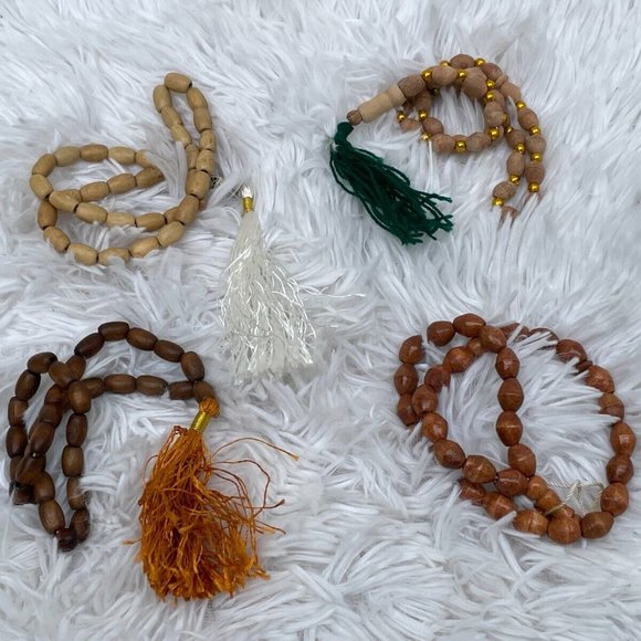 Tasbeeh Lot of 4 Prayer Beads Brown Tan Real Wood Beads Handmade Tasbeh Set of 4 - Picture 6 of 10